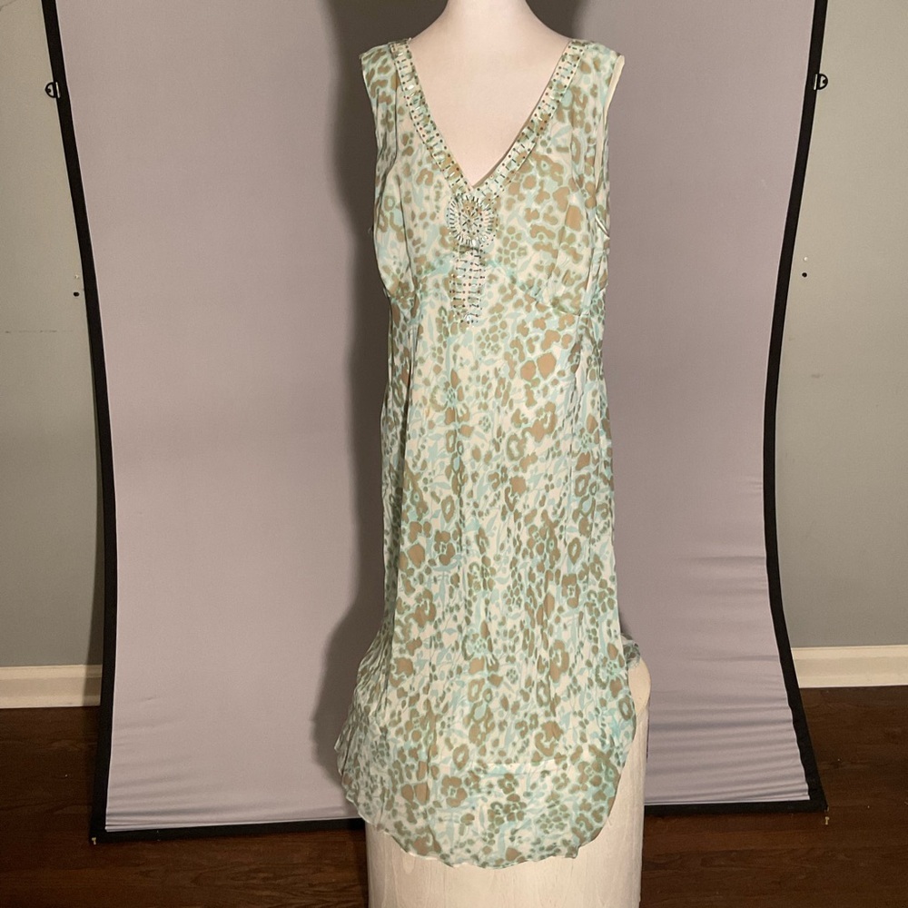 Adrianna Papell Silk Beaded Plus Size Wedding Guest Dress 22W Mint Floral - Picture 11 of 16